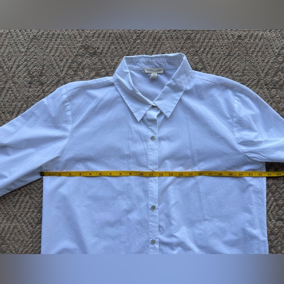 Eileen Fisher White Organic Cotton Button Up Blouse Womens Size M Minimalist - Picture 4 of 7